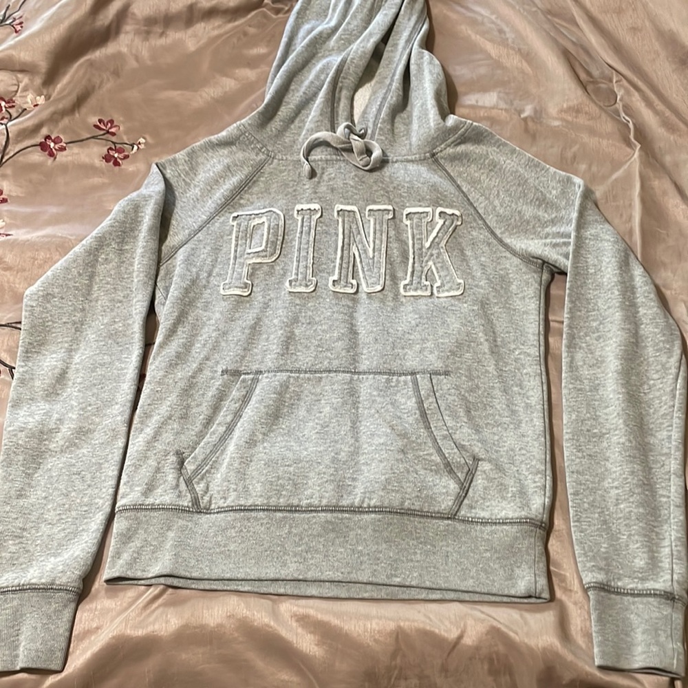 Pink Victoria’s Secret Grey Hoodie. Juniors Size XS